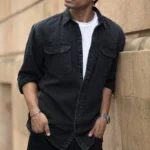 Charcoal-washed-denim-shirt Charcoal Washed Denim Shirt