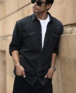 Charcoal-washed-denim-shirt Charcoal Washed Denim Shirt