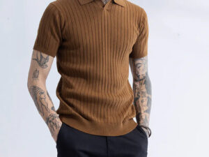 men’s ribbed polo t shirt | premium slim fit casual wear