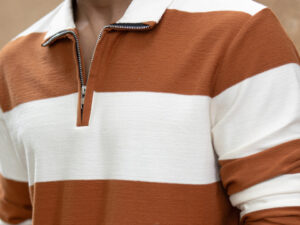tan lightweight striped t shirt