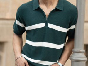 pine striped zipper t shirt