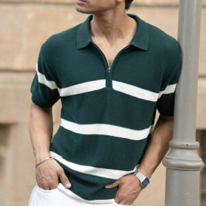 pine striped zipper t shirt