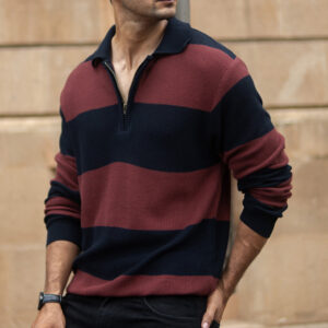 brown and navy striped t shirt