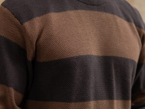 brown structured stripe t shirt