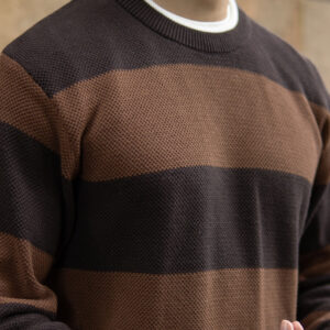 brown structured stripe t shirt