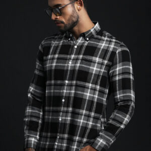 men black & grey checks slim fit shirt