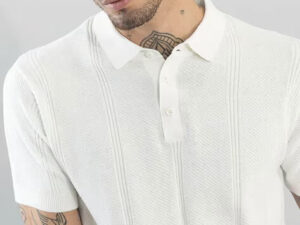 men’s white ribbed polo t shirt | premium slim fit casual wear