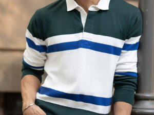 olive and white stripe polo t shirt