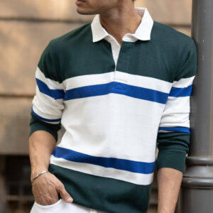 olive and white stripe polo t shirt