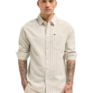 men’s beige striped casual cotton shirt (copy)