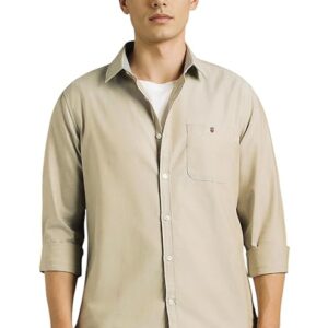 modern slim fit beige corduroy shirt