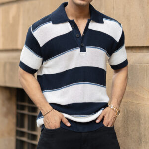 white and navy stripe t shirt