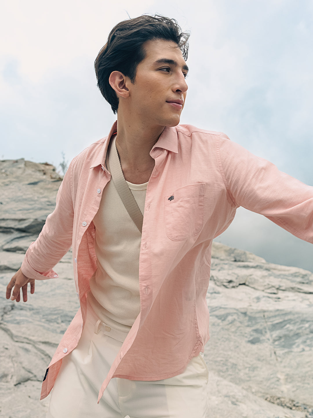 pink cotton linen slim fit solid casual shirt pink cotton linen slim fit solid casual shirt