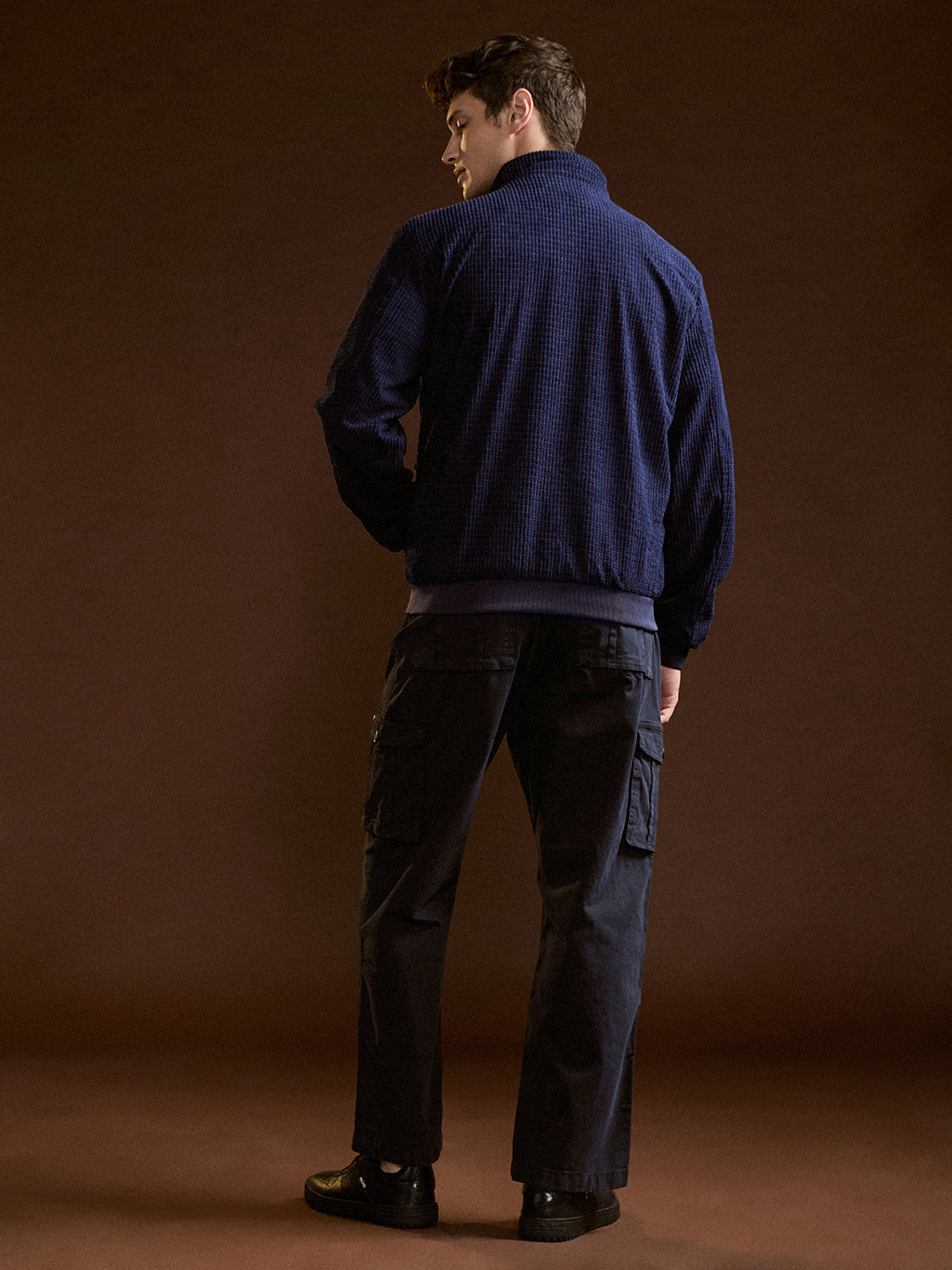dark blue solid straight fit functional & stylish cargo pant dark blue solid straight fit functional & stylish cargo pant