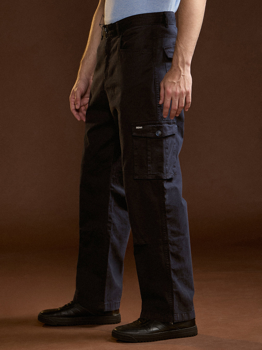 dark blue solid straight fit functional & stylish cargo pant dark blue solid straight fit functional & stylish cargo pant