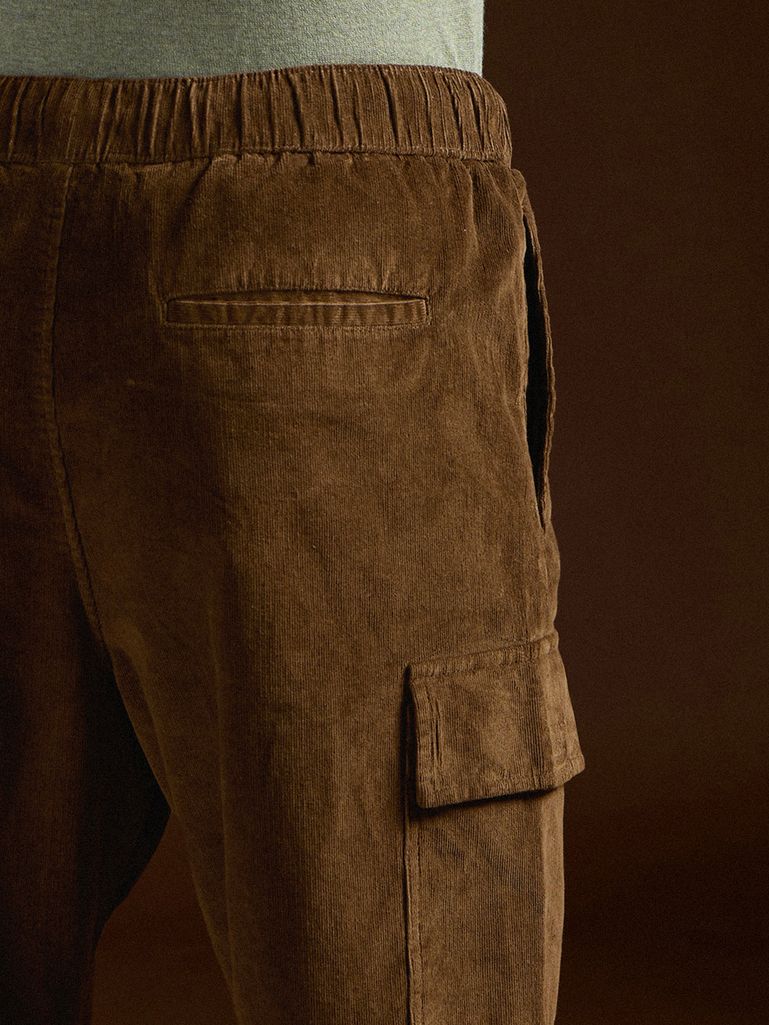 brown solid baggy fit stylish corduroy cargo pant brown solid baggy fit stylish corduroy cargo pant