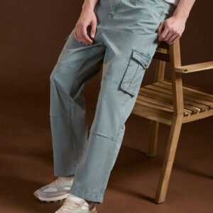 light green solid straight fit functional & stylish cargo pant
