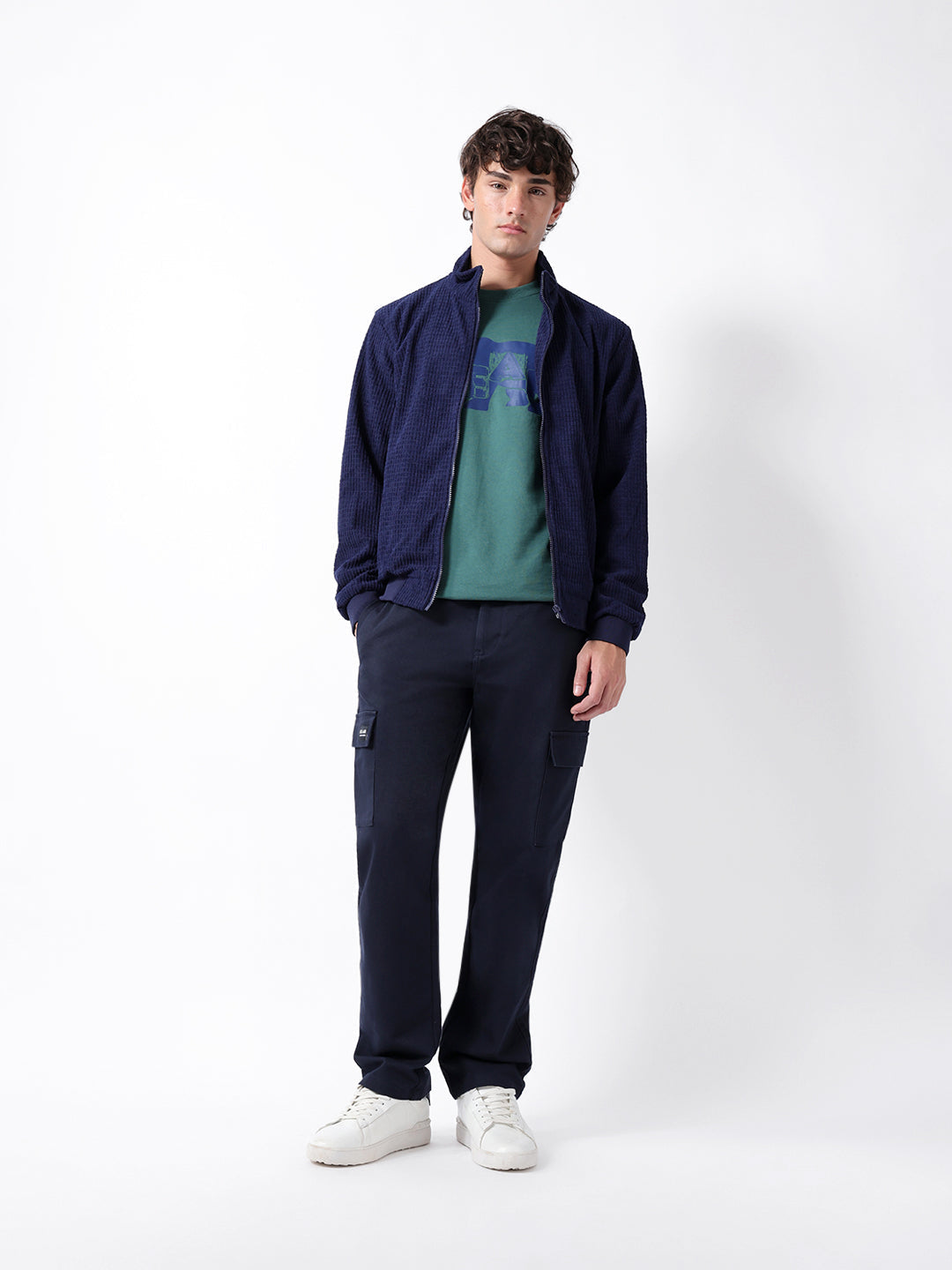 navy solid straight fit cargo trousers with flap pockets navy solid straight fit cargo trousers with flap pockets
