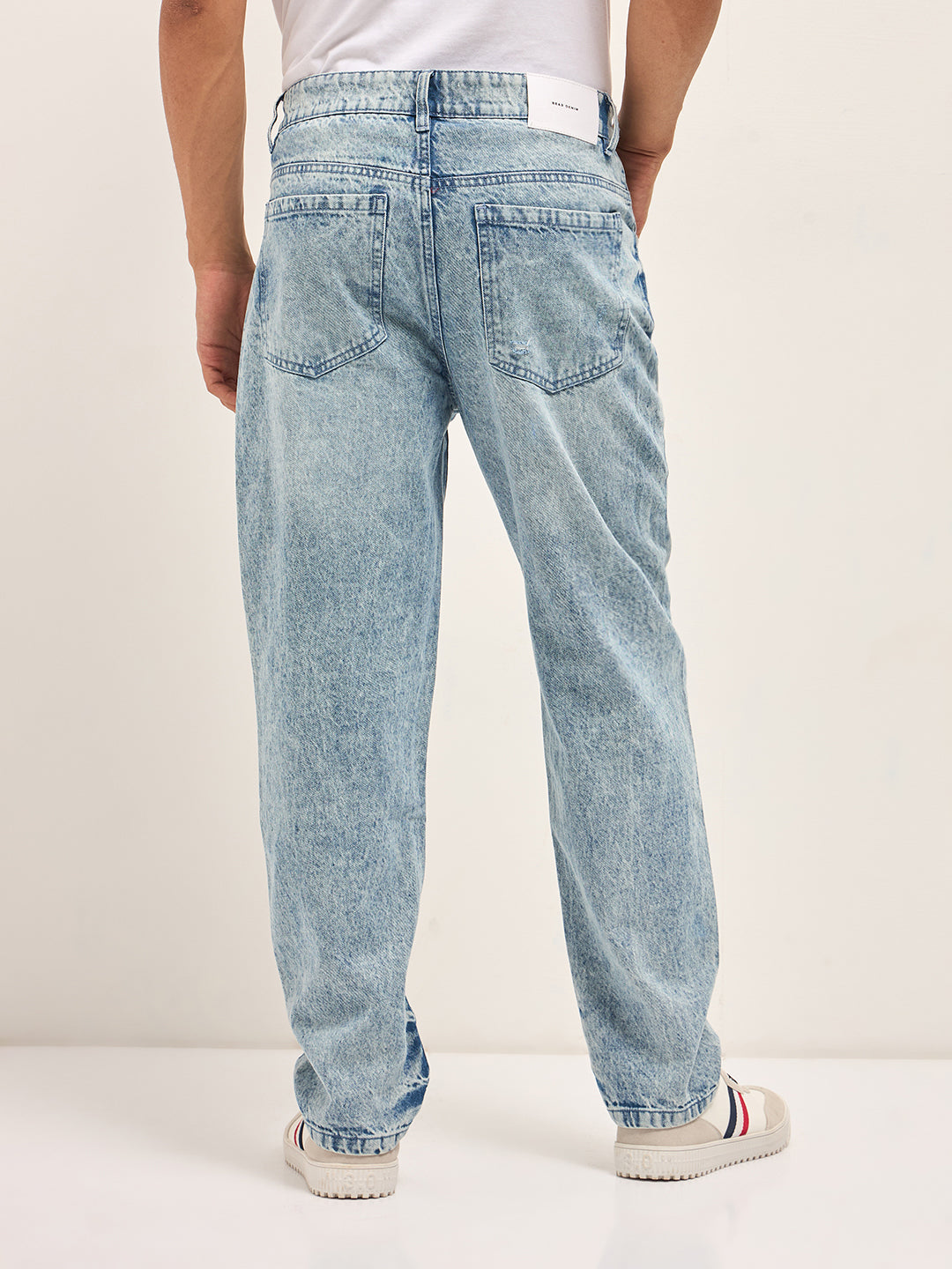 light blue with light fade distressed mid rise straight fit jeans light blue with light fade distressed mid rise straight fit jeans