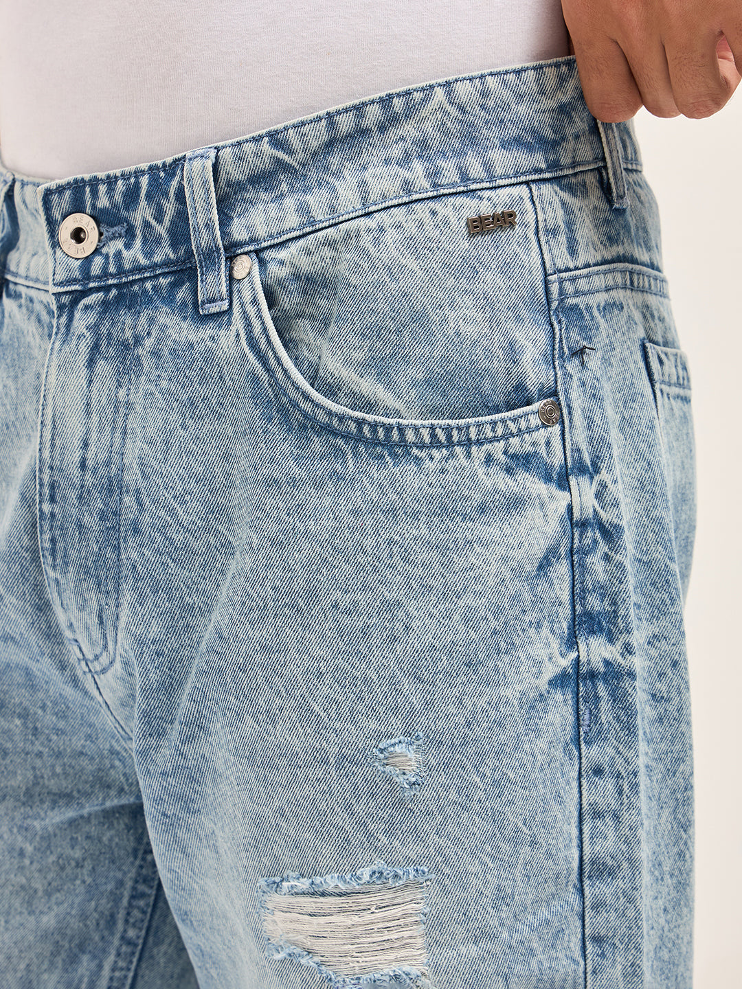 light blue with light fade distressed mid rise straight fit jeans light blue with light fade distressed mid rise straight fit jeans