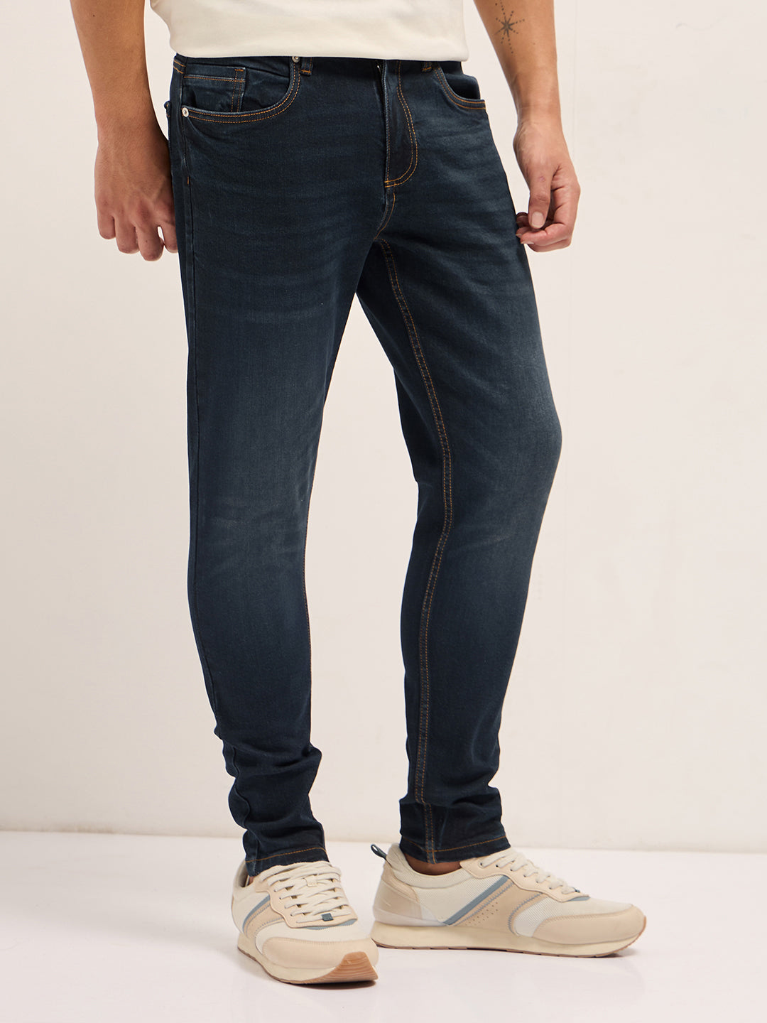 dark blue with light fade mid rise skinny fit jeans dark blue with light fade mid rise skinny fit jeans
