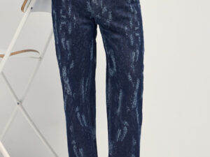 blue straight fit jeans with bleached effect