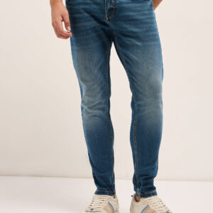 blue with light fade mid rise skinny fit jeans
