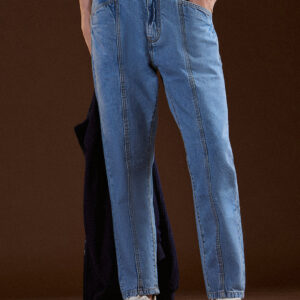 light blue mid rise elasticated waist relaxed fit jeans