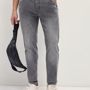 light grey mid rise skinny fit jeans with light fade