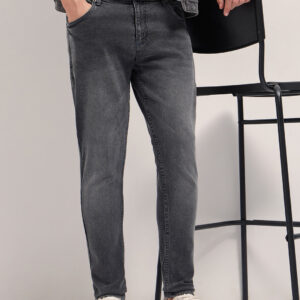 grey mid rise skinny fit jeans with light fade