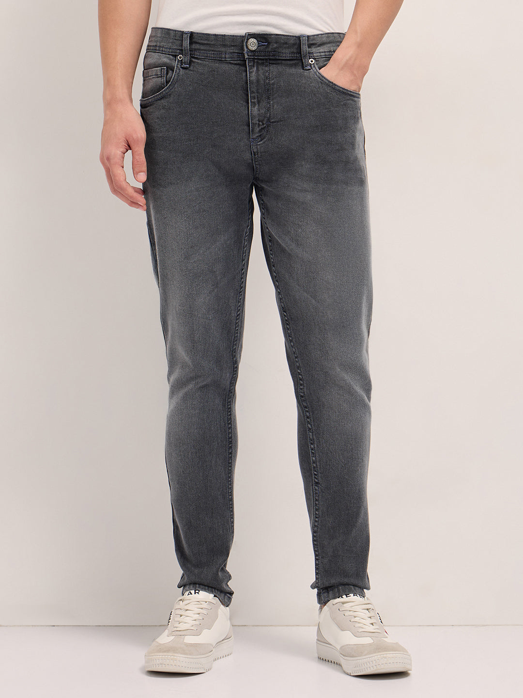 grey mid rise skinny fit jeans with light fade grey mid rise skinny fit jeans with light fade