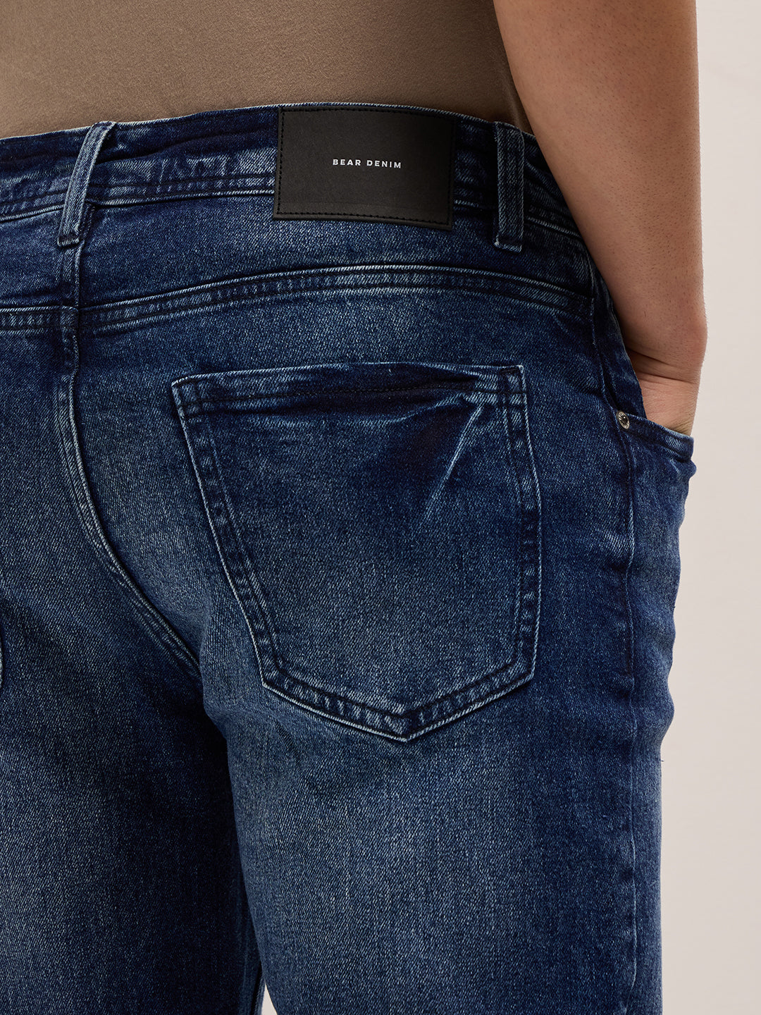 mid blue mid rise slim fit jeans with light fade mid blue mid rise slim fit jeans with light fade