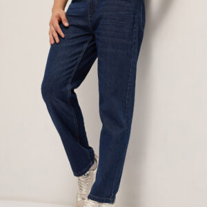 mid blue solid mid rise straight fit jeans