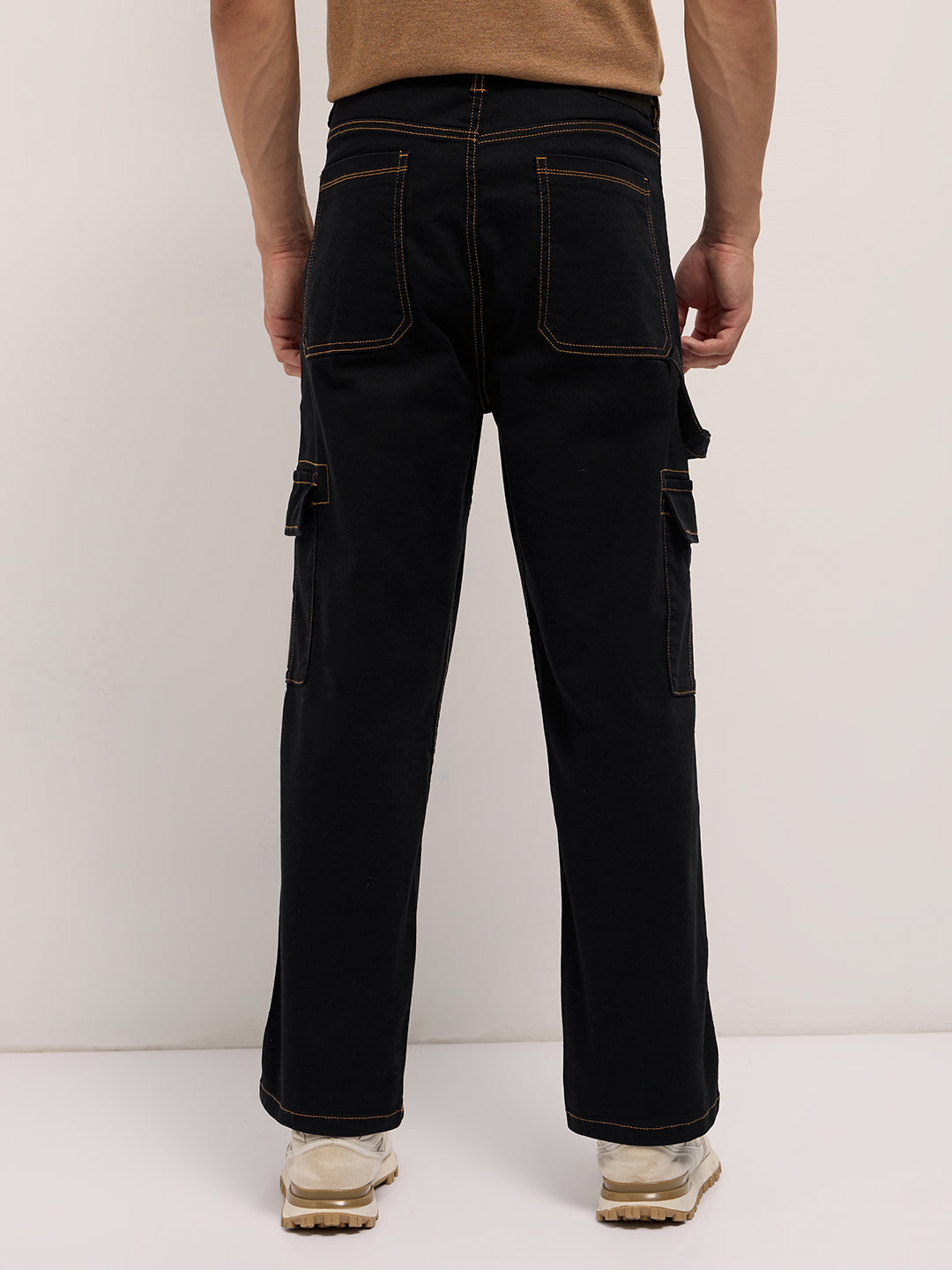 black mid rise baggy fit cargo jeans black mid rise baggy fit cargo jeans