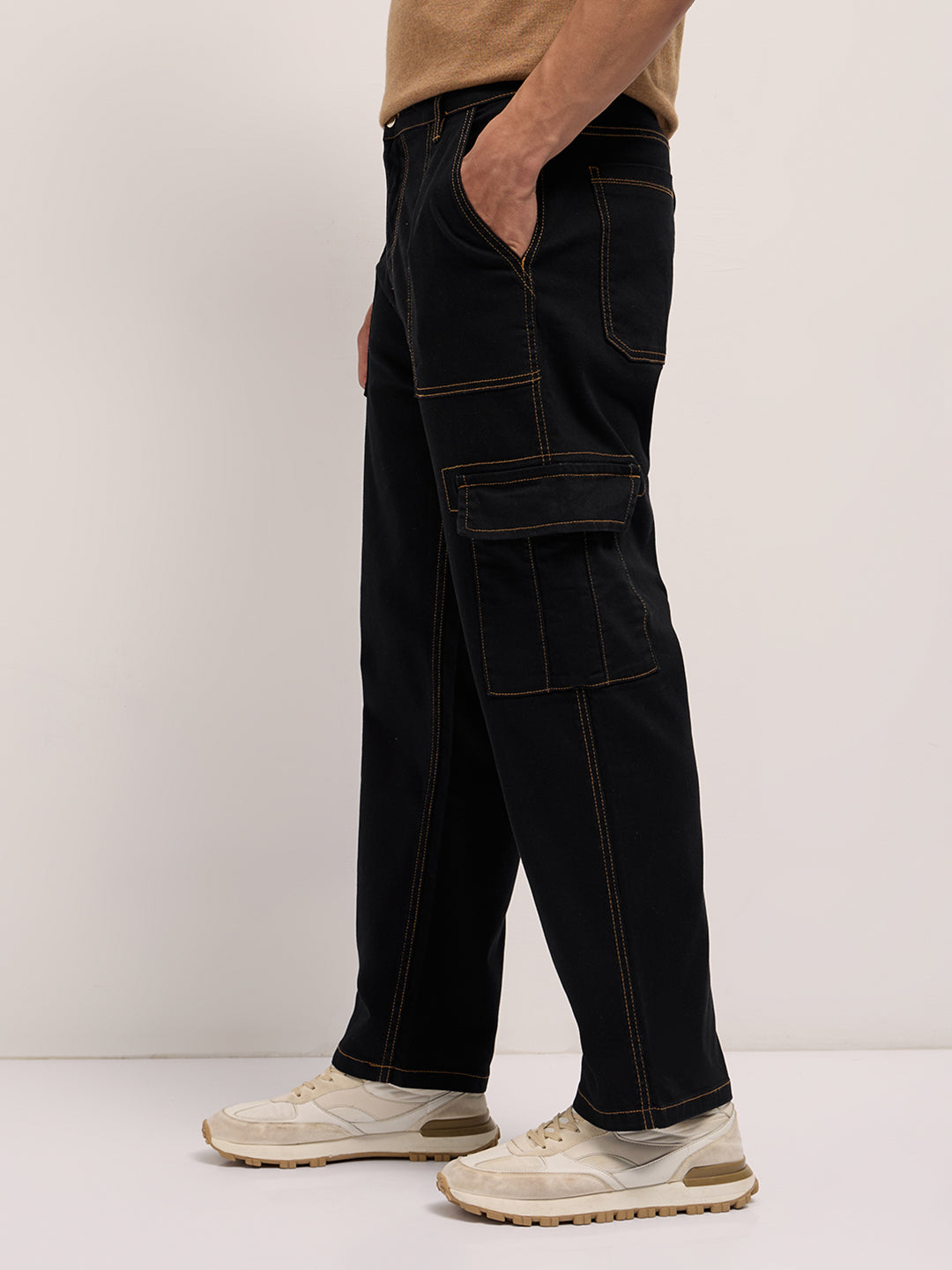 black mid rise baggy fit cargo jeans black mid rise baggy fit cargo jeans