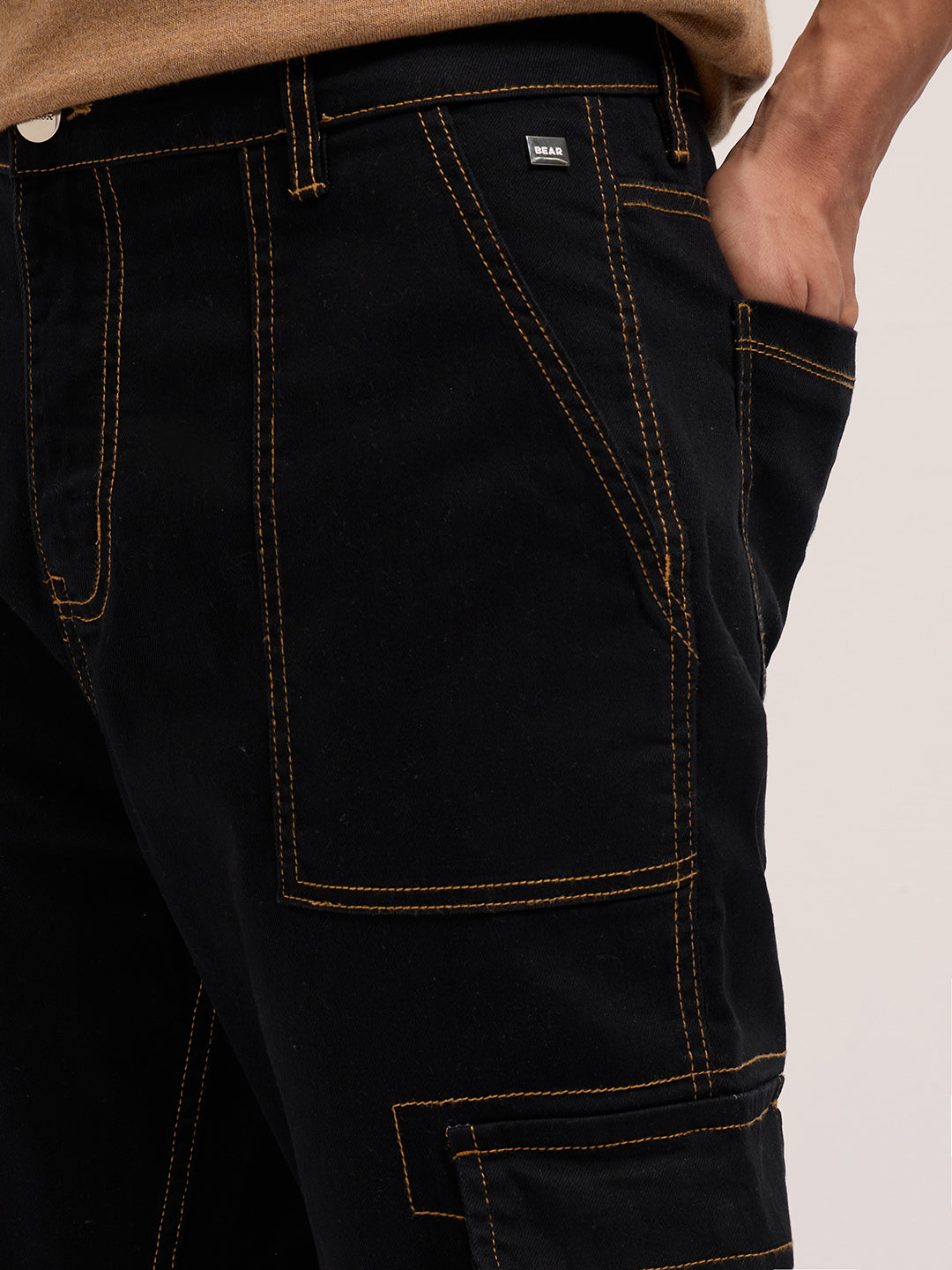 black mid rise baggy fit cargo jeans black mid rise baggy fit cargo jeans