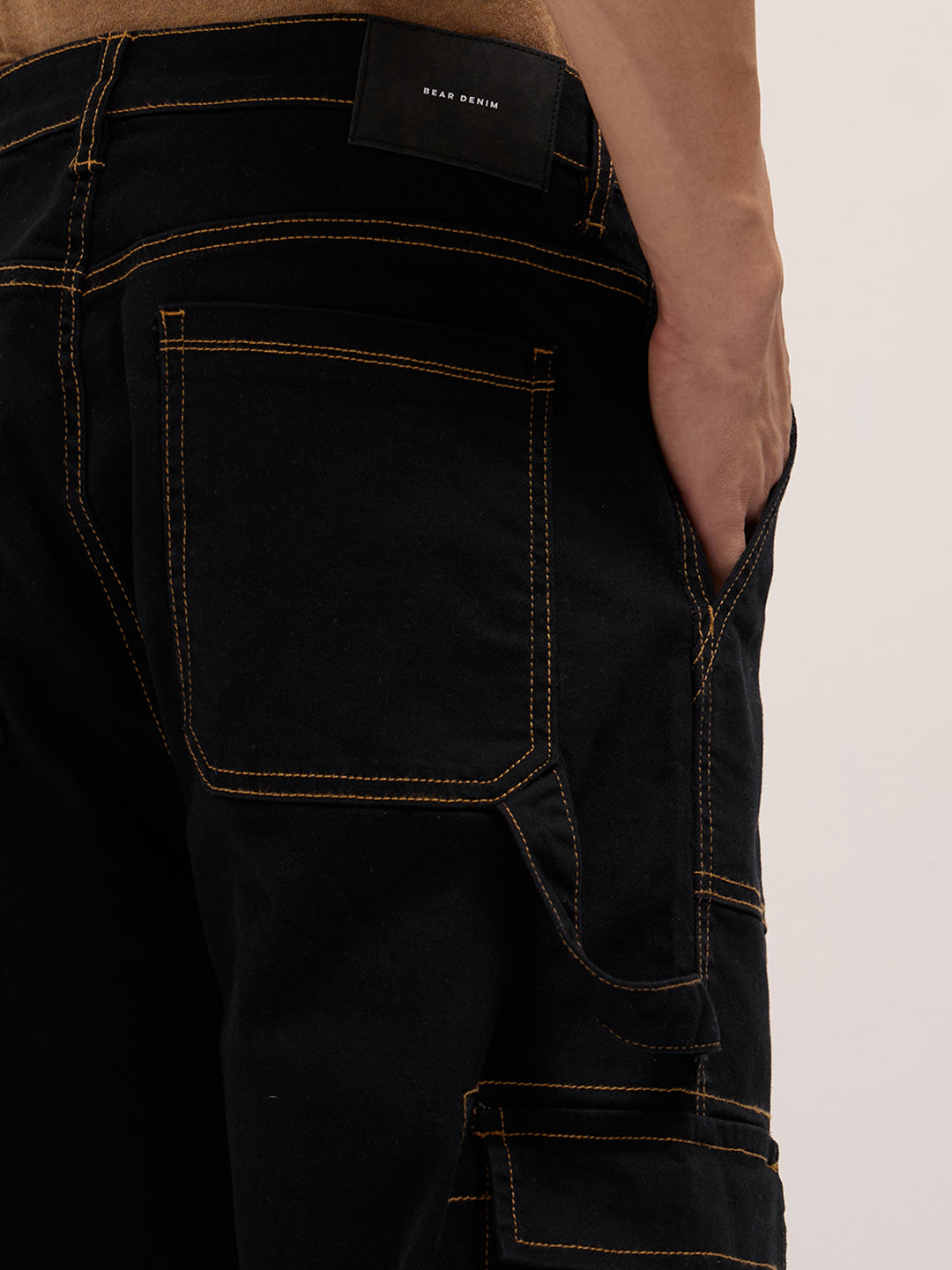 black mid rise baggy fit cargo jeans black mid rise baggy fit cargo jeans