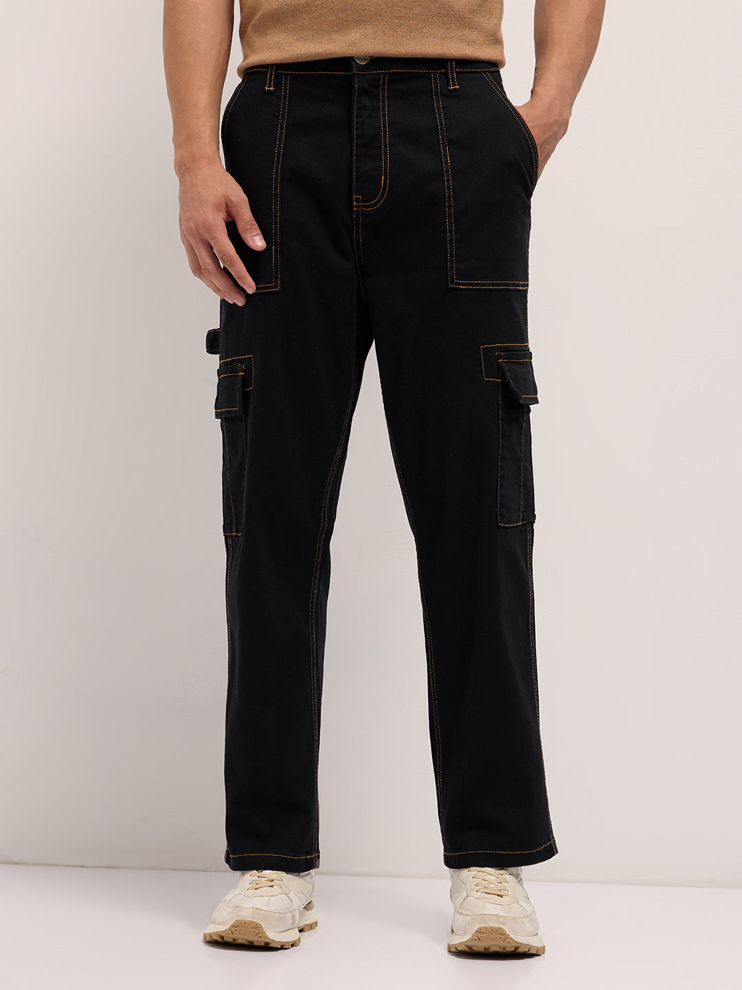 black mid rise baggy fit cargo jeans black mid rise baggy fit cargo jeans