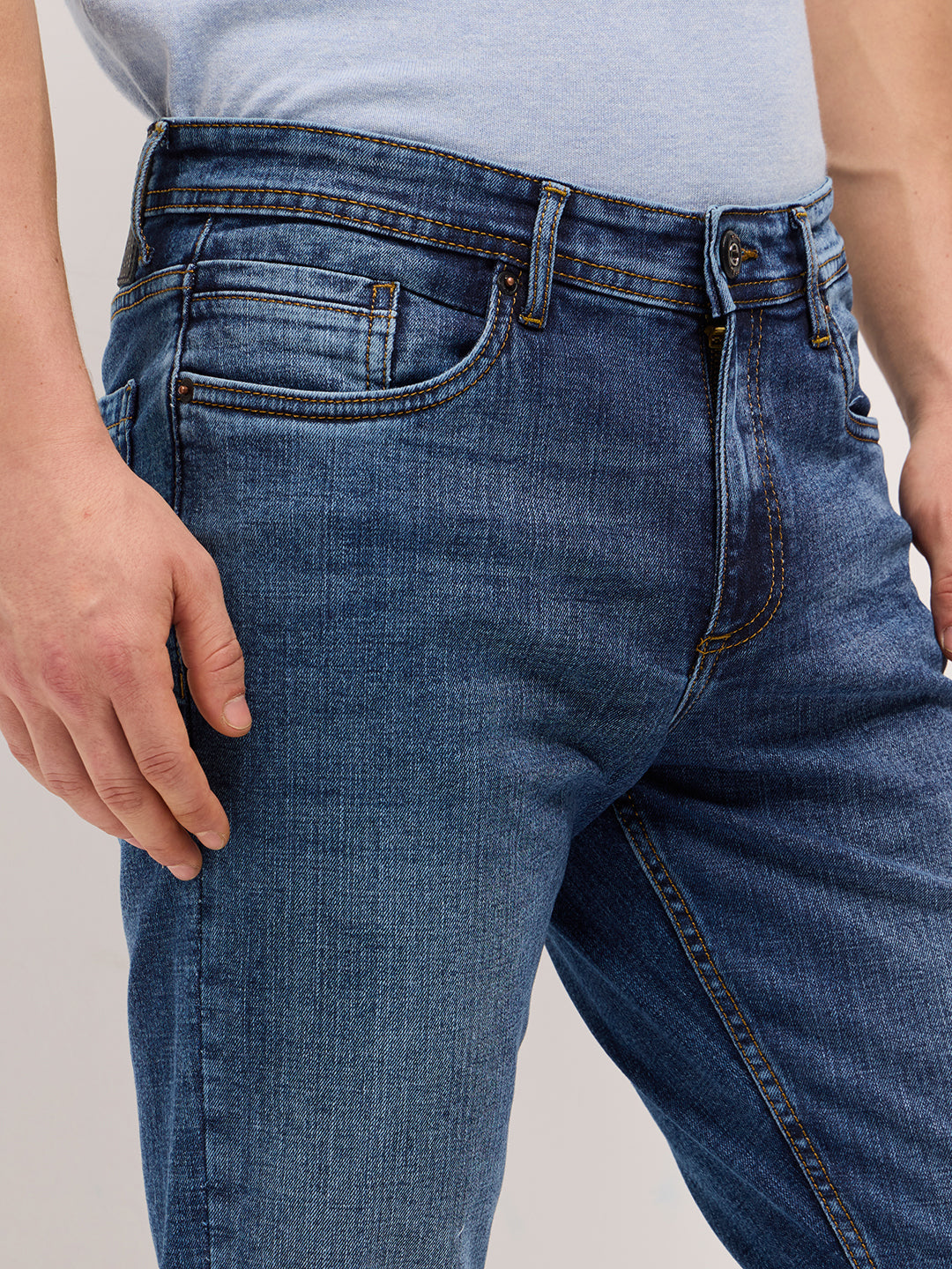 mid blue with light fade slim fit mid rise jeans mid blue with light fade slim fit mid rise jeans