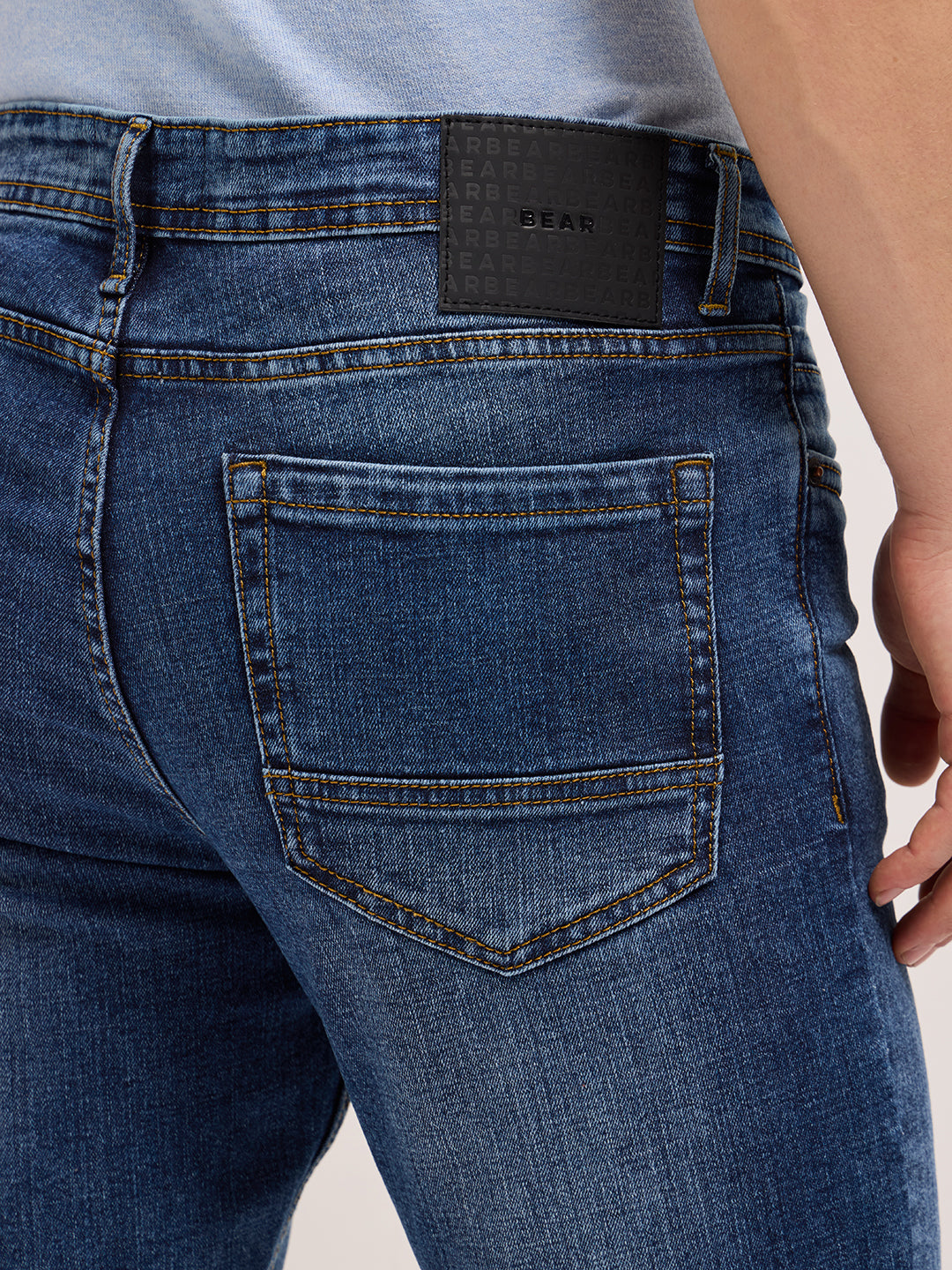 mid blue with light fade slim fit mid rise jeans mid blue with light fade slim fit mid rise jeans