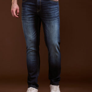 dark blue with mid fade slim fit mid rise jeans