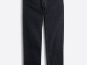 black mid rise straight fit jeans with light fade