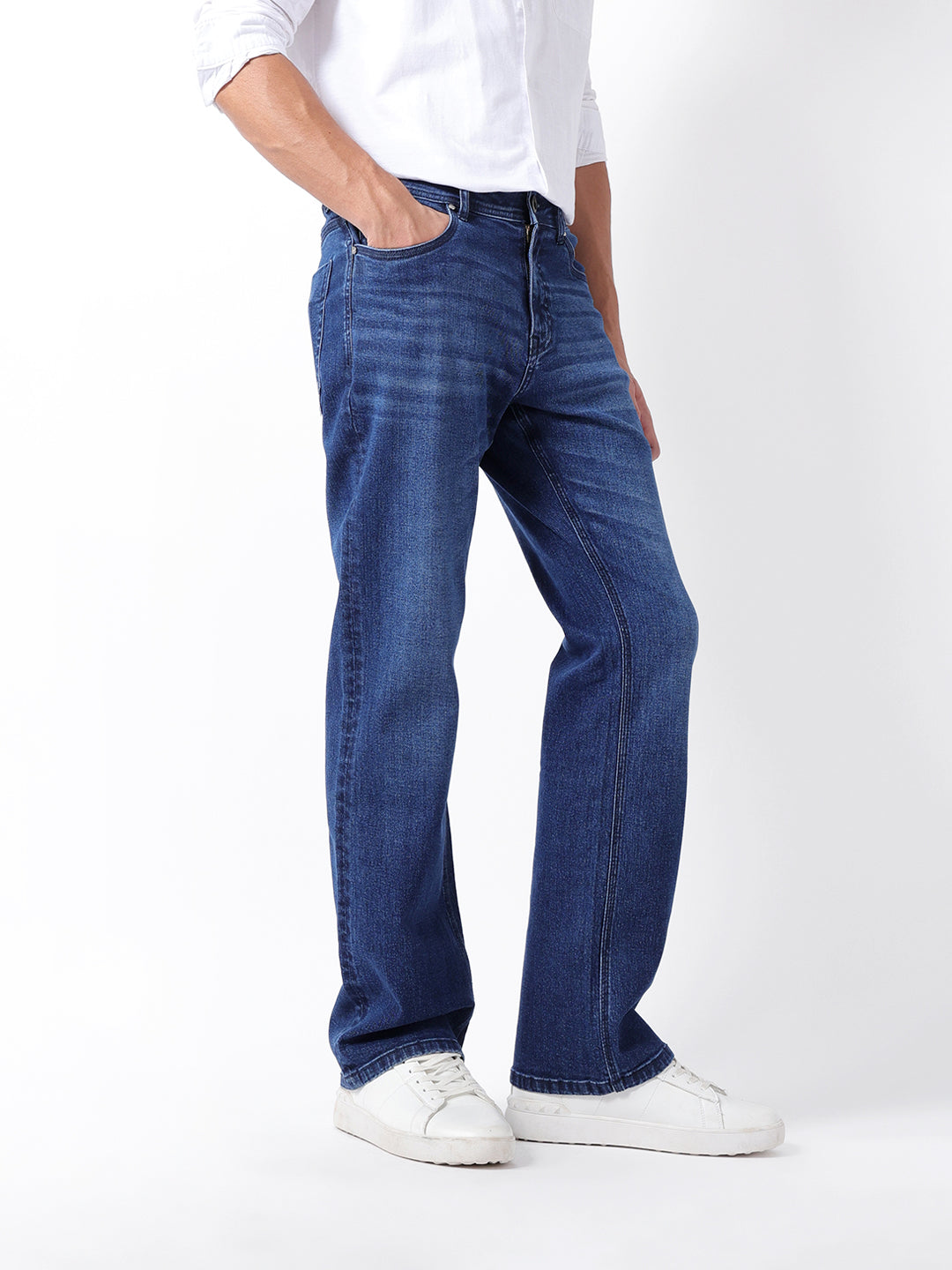 mid blue mid rise bootcut jeans with mid fade mid blue mid rise bootcut jeans with mid fade