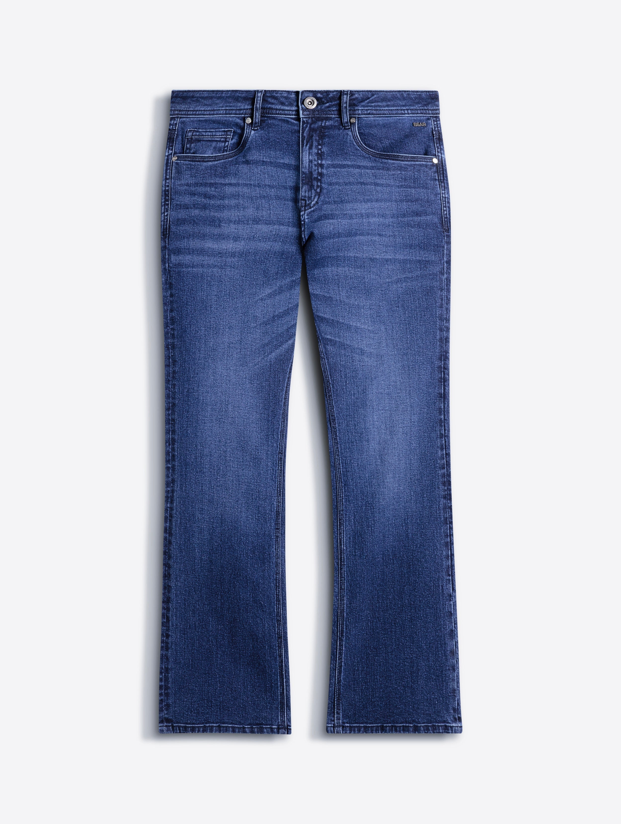mid blue mid rise bootcut jeans with mid fade mid blue mid rise bootcut jeans with mid fade