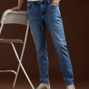 light blue with mid fade slim fit mid rise jeans