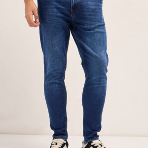 mid blue with light fade mid rise skinny fit jeans