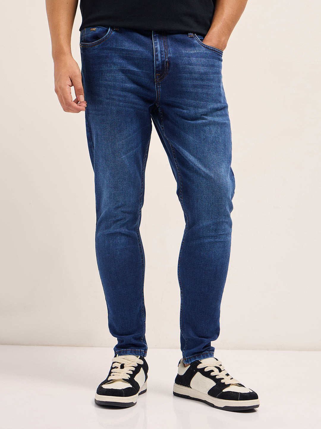 mid blue with light fade mid rise skinny fit jeans mid blue with light fade mid rise skinny fit jeans