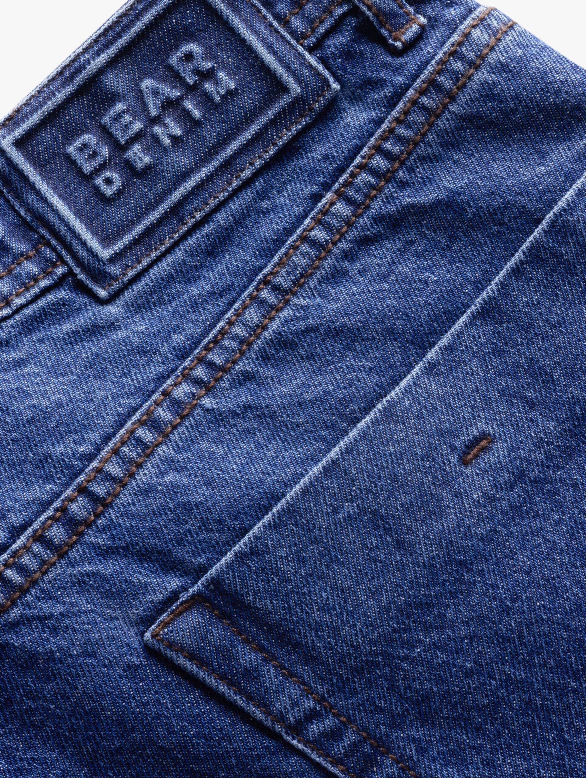 mid blue mid rise baggy fit jeans with light fade mid blue mid rise baggy fit jeans with light fade