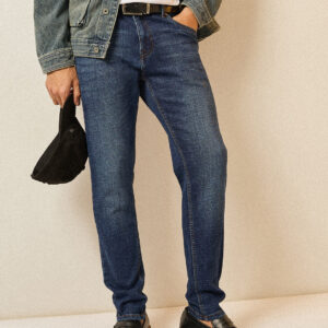 dark blue with mid fade mid rise skinny fit jeans