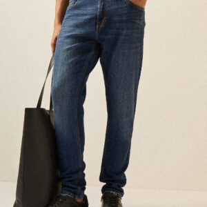 dark blue with mid fade mid rise skinny fit jeans